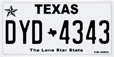 TX license plate DYD4343