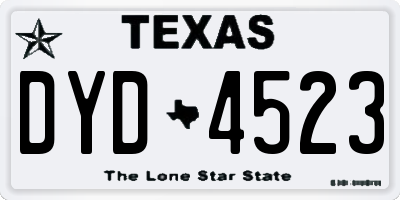 TX license plate DYD4523