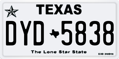 TX license plate DYD5838