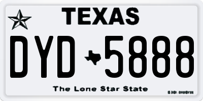 TX license plate DYD5888