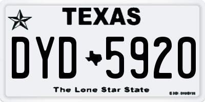 TX license plate DYD5920