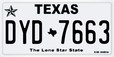 TX license plate DYD7663