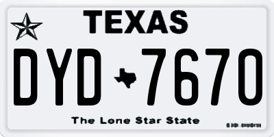 TX license plate DYD7670