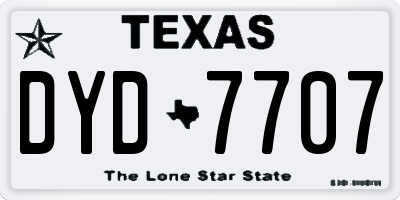TX license plate DYD7707