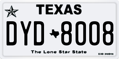 TX license plate DYD8008