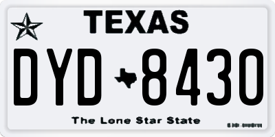 TX license plate DYD8430