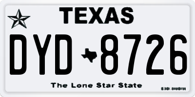 TX license plate DYD8726