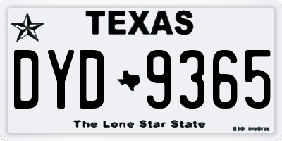 TX license plate DYD9365