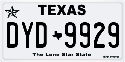 TX license plate DYD9929