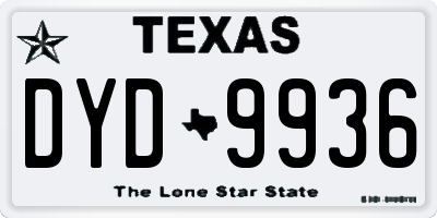 TX license plate DYD9936