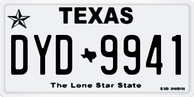TX license plate DYD9941