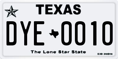 TX license plate DYE0010