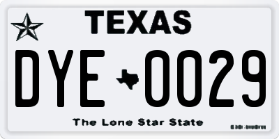 TX license plate DYE0029