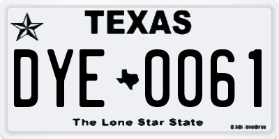 TX license plate DYE0061