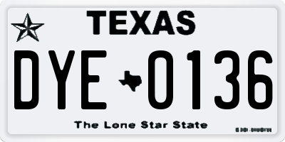 TX license plate DYE0136