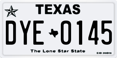 TX license plate DYE0145