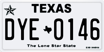 TX license plate DYE0146