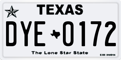 TX license plate DYE0172