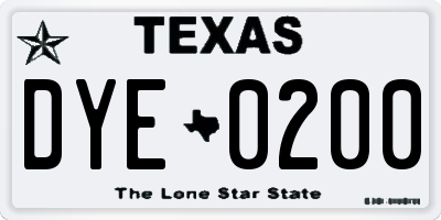 TX license plate DYE0200