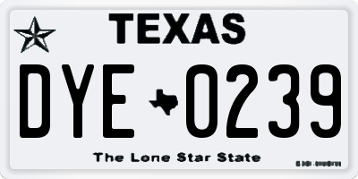 TX license plate DYE0239