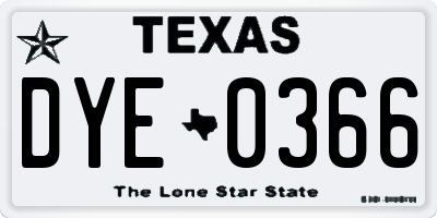 TX license plate DYE0366