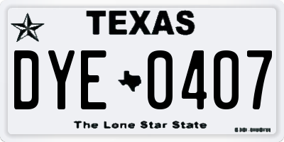 TX license plate DYE0407