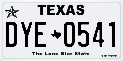 TX license plate DYE0541