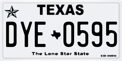 TX license plate DYE0595