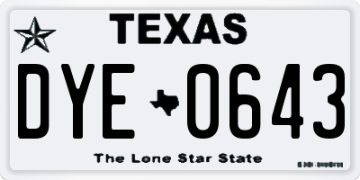 TX license plate DYE0643