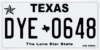 TX license plate DYE0648