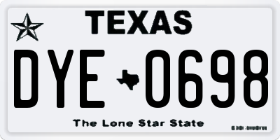 TX license plate DYE0698