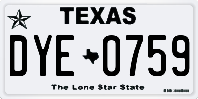 TX license plate DYE0759