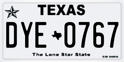 TX license plate DYE0767