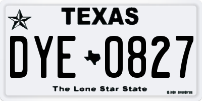 TX license plate DYE0827