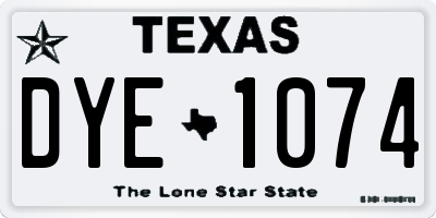 TX license plate DYE1074
