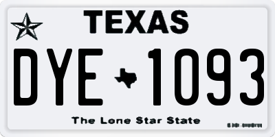 TX license plate DYE1093