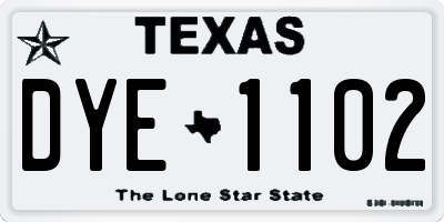 TX license plate DYE1102