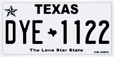 TX license plate DYE1122