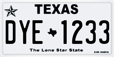 TX license plate DYE1233