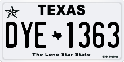 TX license plate DYE1363