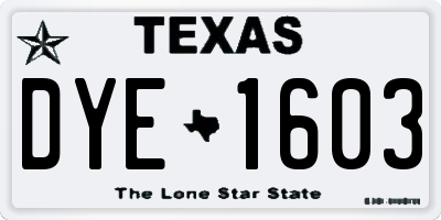 TX license plate DYE1603