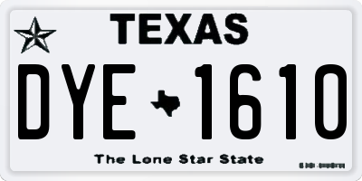 TX license plate DYE1610