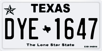 TX license plate DYE1647