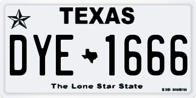TX license plate DYE1666