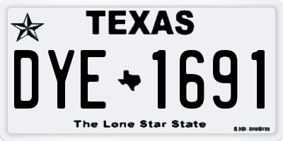 TX license plate DYE1691