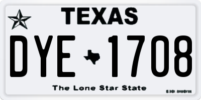 TX license plate DYE1708