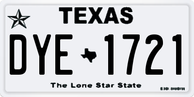 TX license plate DYE1721