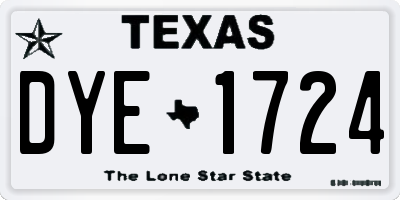 TX license plate DYE1724