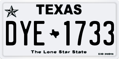 TX license plate DYE1733