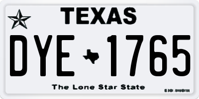TX license plate DYE1765